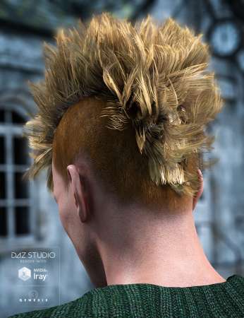 Gothic MoHawk Hair for Genesis 3 Male(s)